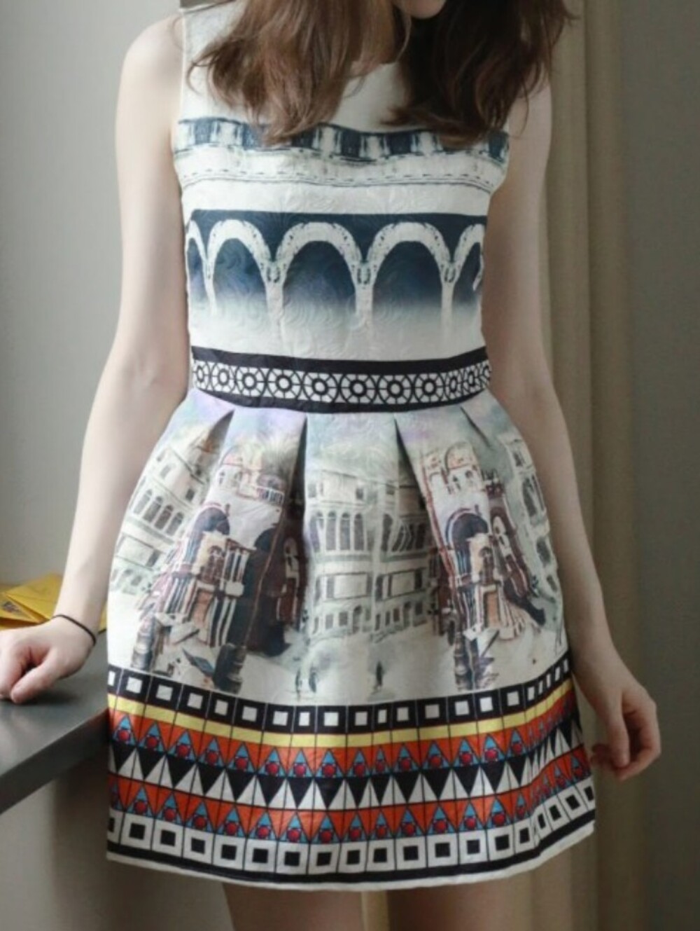 NWOT Retro Fit-and-Flare Dress in Multicolor